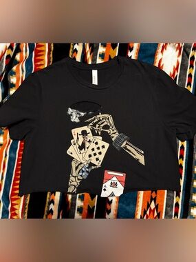 Black Graphic Skeleton Playing Cards Tee